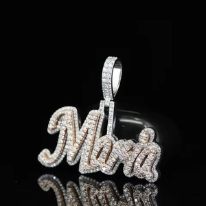 Pendentif personnalisé de luxe avec initiale en moissanite, argent 925 plaqué or 18 carats, pour homme, passe le test du diamant - Product Image 1