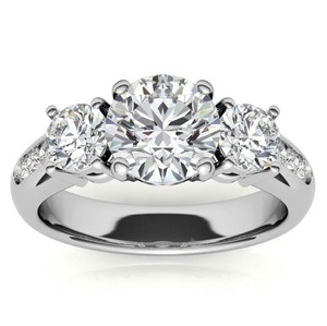 <b>Solitaire</b> Moissanite <b>Ring</b> 925 Sterling <b>Silver</b> White Gold Plated Classic Luxury Engagement Wedding Party Promise <b>Ring</b> - Product Image 1