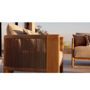 Mesa de Comedor Moderna para Exteriores, Duradera, de Madera de Teca Sólida, con Patas Arquitectónicas Acanaladas y Tablero Ovalado, para Uso en Terrazas de Lujo - Product Image 6