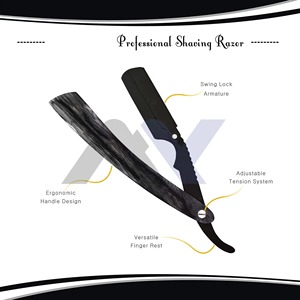 <b>Top</b> Selling Manual Folding Stainless Steel Barber Razor Single Blade with Custom Color Black Powder Coated Finish for Haircut - Product Image 2
