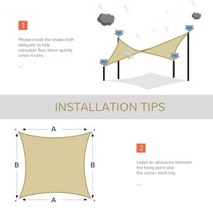 Tenda da Sole Quadrata 24x24ft per Esterni, Resistente ai Raggi UV, Colore Sabbia, Vele e Reti Ombreggianti - Product Image 6