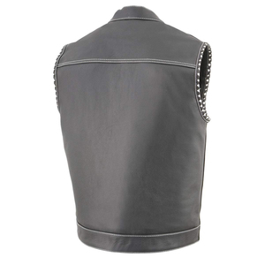 Gilet de motard en cuir pour homme, best-seller et à prix avantageux, en cuir épais sans manches, idéal pour les clubs moto, en vente - Product Image 2