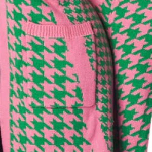 AKA Pink & Green Houndstooth <b>Poncho</b> Sweater Women's Open Front Knit Wrap Shawl Oversized Fashion Cardigan <b>Cape</b> - Product Image 4
