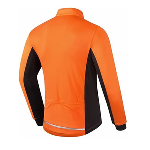 <b>Men's</b> Blue Orange Long Sleeve <b>Cycling</b> Jersey Full Zip Windproof Quick Dry 100% Polyester <b>Jacket</b> Color Blocked Design - Product Image 4