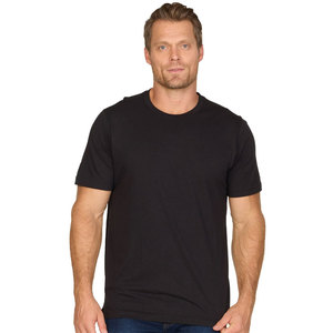 T-shirt noir à col rond confortable et uni pour homme, coupe classique, en coton essentiel - Product Image 1