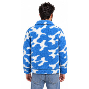 Online Selling Blue Camouflage <b>Fleece</b> Jacket Zipper Closure Turn-down Collar Casual Winter Wear Regular Fit Knitted <b>Sherpa</b> Coat - Product Image 3