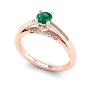 Anillos de compromiso REYES de alta calidad en oro sólido de 14K con diamantes para mujer, corte redondo, esmeralda, anillo de joyería fina para boda - Product Image 2