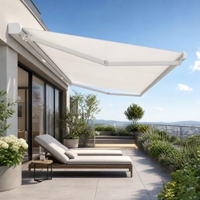 Auvent rétractable motorisé moderne en HDPE, imperméable, pour terrasse extérieure, avec télécommande, structure en aluminium, protection solaire pour balcon