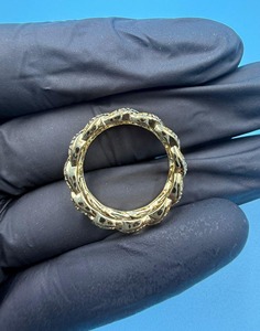 Anillo de Boda con Eslabones Cubanos de Moissanita, Plata 925 con Acabado en Oro Amarillo de 14K, Anillos de Diamantes de Moissanita con Incrustaciones de Plata Esterlina para Hombre - Product Image 3