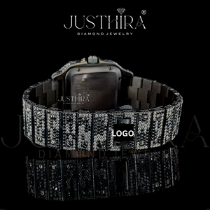 Reloj de Pulsera Automático Mecánico de Lujo con Incrustaciones Cuadradas de Moissanita Blanca y Negra, Esfera de Cristal y Acero Inoxidable - Product Image 5