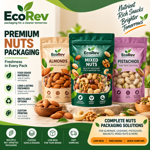 ถุงซิปล็อค EcoRev สำหรับอาหาร ชนิดตั้งได้ รีไซเคิลได้ เหมาะสำหรับบรรจุถั่วรวม อัลมอนด์ พิสตาชิโอ ถุงขนมพรีเมียม - Product Image 5