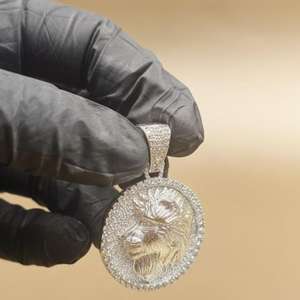 Pendentif Lion en Argent Sterling 925 avec Diamant Moissanite Style Hip Hop – Pendentif Tendance pour Homme, Idéal pour Soirées - Product Image 4