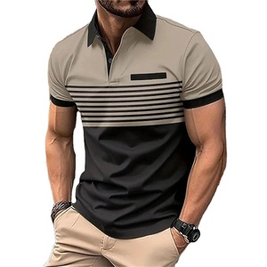 Camisa de manga corta con estampado de bloques de color para hombre, camisetas informales de verano de gran tamaño para uso diario, estilo de negocios para hombre maduro encantador, camisetas necesarias - Product Image 4