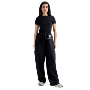 Pantalones de chándal holgados de cintura alta para mujer, de pierna ancha, casuales, con cordón, de felpa suave, para gimnasio - Product Image 1