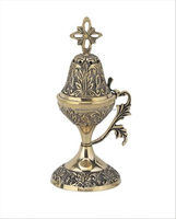 Brûleur d'encens royal design gravé Croix Chrétiens Noël et église Brûleur d'encens portable décoratif et support