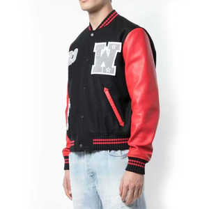 Veste universitaire unisexe noire et rouge, couleur personnalisée, avec logo et numéro 23, design patch, style streetwear, 100% laine, ceinture, vêtement d'hiver, OEM - Product Image 6