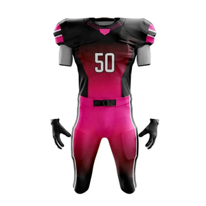 Conjunto de Uniforme de Fútbol para Hombre, Camiseta y Pantalones Rosa y Negro, Número 50, Poliéster Transpirable con Impresión por Sublimación, Talla Adulto - Product Image 1