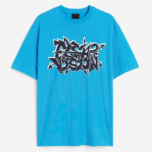 Camiseta Azul Lisa para Hombre, Corte Regular, Cuello Redondo, Manga Corta, Estilo Urbano, 100% Algodón, Impresión Serigráfica Frontal - Product Image 2