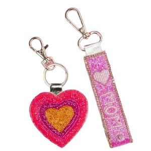 Boho Style Multi-Beaded <b>Leather</b> <b>Keychain</b> Colorful Artisan Beadwork Design for Gifting - Product Image 6