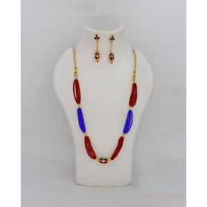 สร้อยคอผู้หญิงแบบมาลาประดับลูกปัดโลหะผสมชุบทองแบบดั้งเดิมของอัสสัม สีแดงขาว สไตล์อินเดีย สำหรับงานเทศกาล งานแต่งงาน เครื่องประดับทำมือจากอัสสัม - Product Image 4