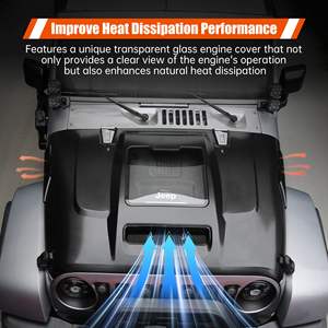 Capot en fibre de verre Skull Racing ventilé et résistant à la chaleur pour Jeep Wrangler JK JKU 2007-2018, noir, fixation par boulons, amélioration - Product Image 4