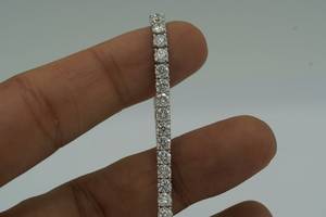 Custom 4MM Round Moissanite Dainty Tennis <b>Bracelet</b> 925 Sterling <b>Silver</b> Luxury Jewelry Gift for Women's Party Wear - Product Image 4