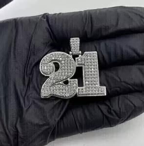 Colgante de Moissanita Real de Corte Redondo de 3.10Ct, Chapado en Plata 925, con Número Personalizable, Colgante o Amuleto de Diamantes para Fiestas - Product Image 4