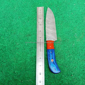 Couteau de Chef professionnel Damas Pakka manche en bois couteaux de cuisine en acier japonais pleine soie avec couverture en cuir - Product Image 6
