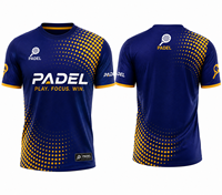 Kaos Jersey Padel Unisex Dry Fit Pendek, Kaos Lari Bernapas, Spandex/Nylon, Gym Fitness, Kerah Bulat, Sablon Heat Transfer