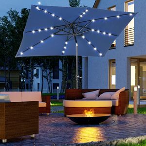 ร่มสนามขนาด 10 ฟุต พร้อมไฟ LED พลังงานแสงอาทิตย์ ปุ่มปรับเอียงแบบหมุน สีฟ้า สำหรับโต๊ะลานบ้าน ระเบียงสระว่ายน้ำ-สำหรับใช้ในยิมกลางแจ้ง - Product Image 2