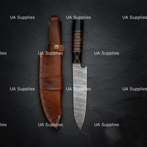 Cuchillo de Chef Ambidiestro de Acero de Damasco Hecho a Mano, Estilo Japonés, Afilado como una Navaja, Acabado de Alto Brillo, Mango Ergonómico Antideslizante de Madera - Product Image 5