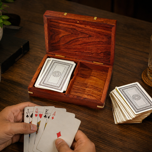 Premium Indian Rosewood Double Deck <b>Card</b> Box | Handmade Wooden Playing <b>Card</b> Storage Case for Poker Bridge Casino Games & Gifts - Product Image 4
