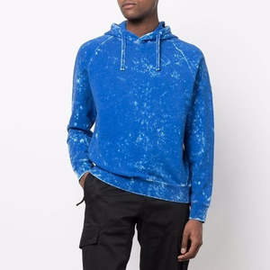 Sudadera con Capucha Azul para Hombre, Estilo Vintage, Lavado Ácido, Informal, de Algodón, Manga Larga, Estilo Urbano - Product Image 4