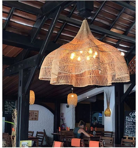 โคมไฟระย้าหวาย LED โคมไฟหวายสำหรับห้องนั่งเล่น - Product Image 5