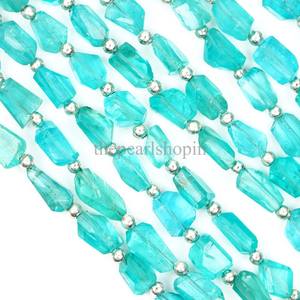 Perles d'apatite bleu ciel facettées en forme de pépites 5x7mm 6x8mm, perles d'apatite naturelle, perles de pierres précieuses pour la fabrication de bijoux, brin de 8 pouces en vrac - Product Image 4