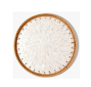 Bandeja de Ratán y Nácar de Excelente Calidad, Organizador de Nácar, Bandeja de Almacenamiento, Aspecto Atractivo, Hecho a Mano, Decorativo - Product Image 5