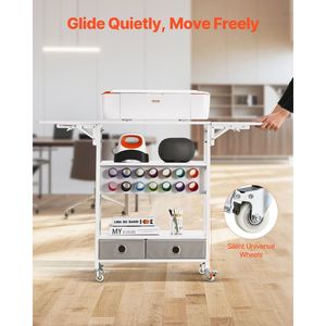 14 portabottole in vinile 2 cassetti pieghevole carrello per artigianato e tavolo di stoccaggio comodamente portatile e salvaspazio - Product Image 5