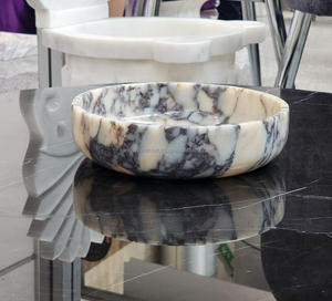 Plato de mármol antiguo Calacatta Viola moderno hecho a mano, Frutero de piedra y plato de mesa con diseño elegante - Product Image 4