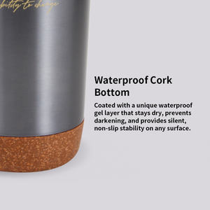 MARU MRTM-660C 22oz Tasse isotherme à double paroi en acier inoxydable SUS 304 Revêtement céramique gris Couvercle coulissant Fond en liège Zen asiatique - Product Image 4