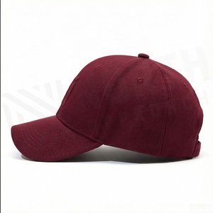 Maroon 6-Panel <b>Baseball</b> <b>Cap</b> With Embroidered Letter A Front Logo Unisex Fitted Casual Hat - Product Image 3