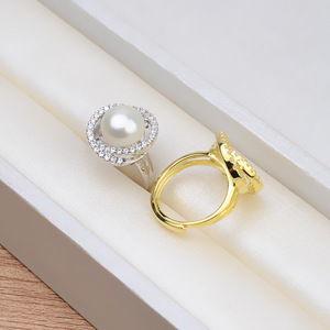 S925 Silver <b>Pearl</b> Earring and Ring <b>Set</b> Bird's Nest Style Semi-finished DIY Accessories 1318 Empty Tray - Product Image 3