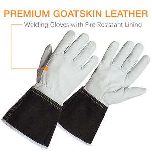Gants de soudage TIG en cuir de vachette grainé, gants de sécurité en peau de chèvre, doublure en coton, résistants à la chaleur, résistants à l'argon, industriels - Product Image 5