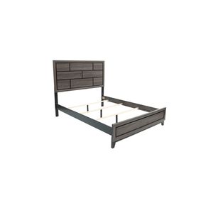 Bellissimo letto a pannello king size, finitura grigia, elegante mobile da camera da letto in legno con testiera in legno di gomma FB impiallacciato. - Product Image 5