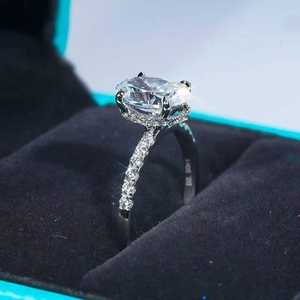 Anillo de compromiso exclusivo con diamante ovalado en oro, oro rosa, oro blanco, plata, diamante cultivado en laboratorio, certificado IGI, de color D, claridad VVS-VS, para mujer. - Product Image 3