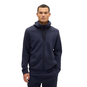 Sweat-shirt à capuche zippé bleu foncé pour homme, coupe ample, décontracté, en molleton de coton tricoté, grandes tailles, avec poches, pour l'hiver - Product Image 2