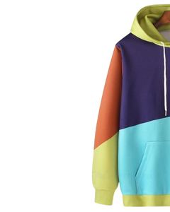 Sweat-shirt à capuche unisexe pour homme et femme, style hip-hop, décontracté, à manches longues, couleurs contrastées, 100% coton, coupe ample, hiver - Product Image 2
