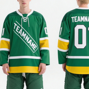 Maillot de hockey sur glace grande taille personnalisé vintage à col en V avec broderie en sergé par sublimation - Product Image 1