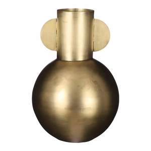 Jarrón de Metal con Acabado de Latón Antiguo Hecho a Mano - Jarrón Esférico Decorativo Dorado Cepillado Duradero con Asas - Venta al por Mayor Premium para el Hogar - Product Image 1