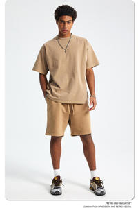Shorts de bain mi-longs pour hommes en tissu Oxford 100 % coton avec cordon de serrage, écologiques et imperméables, style décontracté - Product Image 1