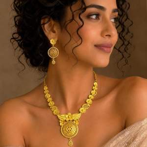 En gros, Ensemble de colliers courts en laiton plaqué or micron 14K 18K 24K, style Dubaï, bijoux traditionnels, colliers tendance - Product Image 3